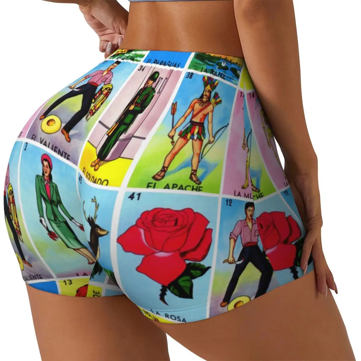 Custom Loteria Card Mexican Bingo Workout Shorts Women's Gym Volleyball Running Yoga Shorts