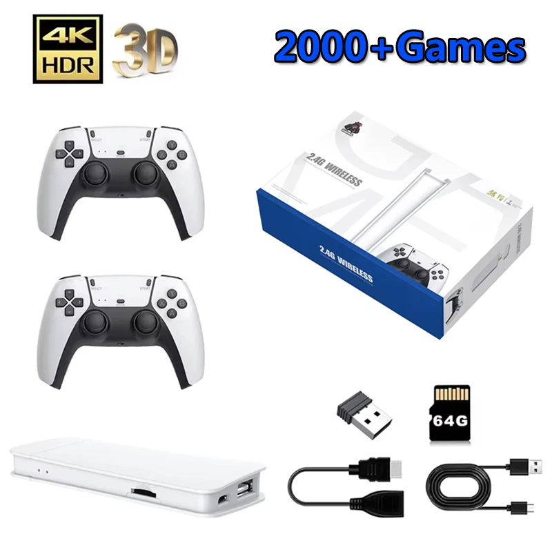 وحدة تحكم محمولة M15 4K Retro Game Stick، 64 جيجابايت، 20,000+ ألعاب مدمجة، لوحات ألعاب لاسلكية، مخرج HDMI #1