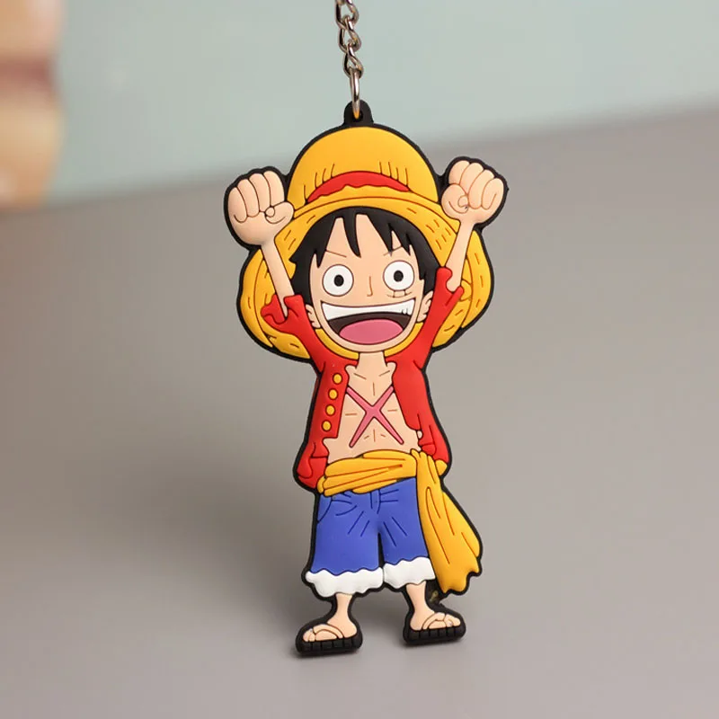 Anime One Piece Keychain Double Sided Monkey D Luffy Chopper Model Soft Adhesive Backpack Pendant Originality Kids Gifts Toy