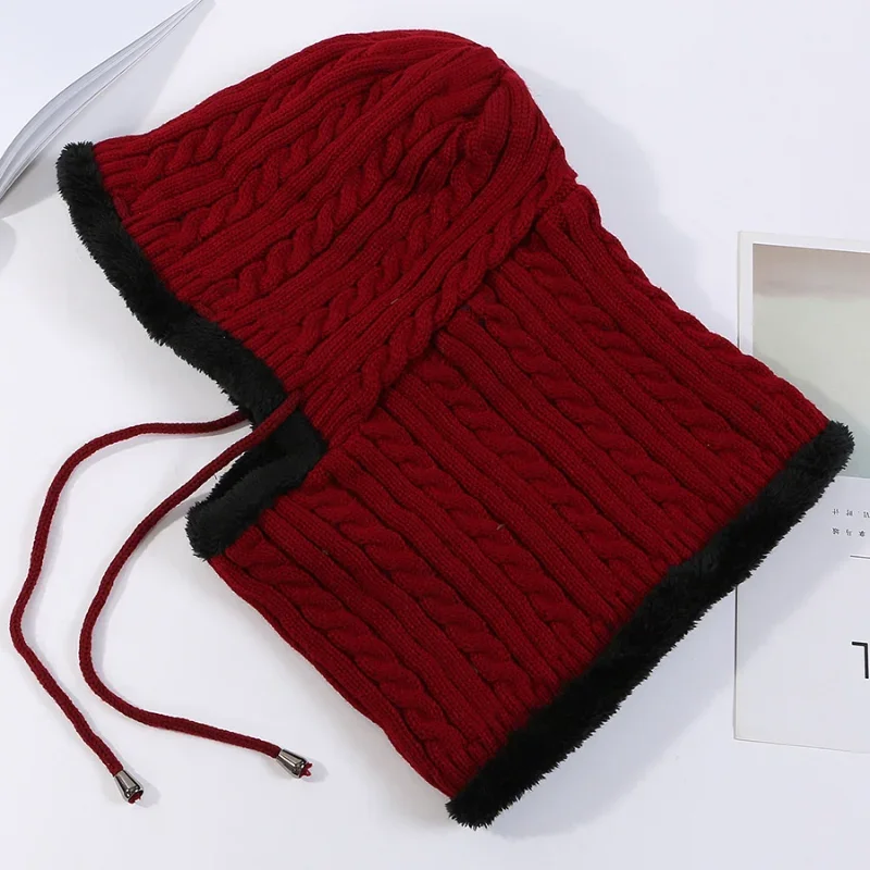 Women Fashion Warm Winter Knitted Hat Scarf  Women Warm Mask Thick Girl Female Caps Fashion Accessories