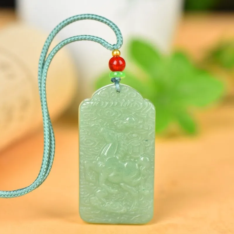 

Natural Dongling Jade Zodiac Horse Jade Pendant Male and Female Horse To Success Necklace