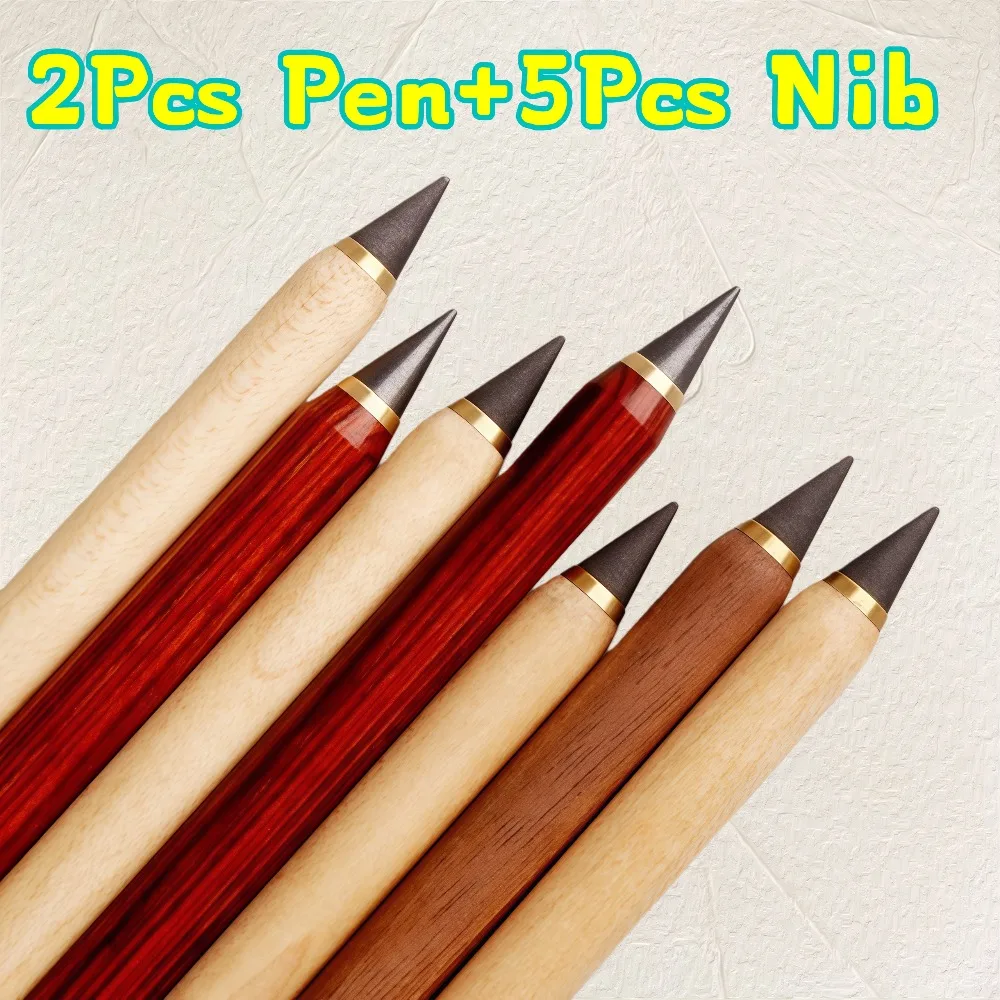 2 uds pluma + 5 uds herramientas de escritura de punta HB lápiz de escritura ilimitado tinta escritura lápiz eterno escritura suave bocetos creativos