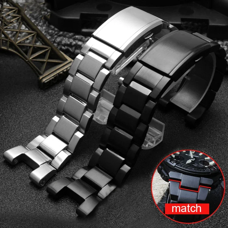 

Men's Premium Waterproof Solid Stainless Steel Strap 26MM for Casio GST-B100 S130 W300GL 400G W330 GST-W120L s120 W130L S100