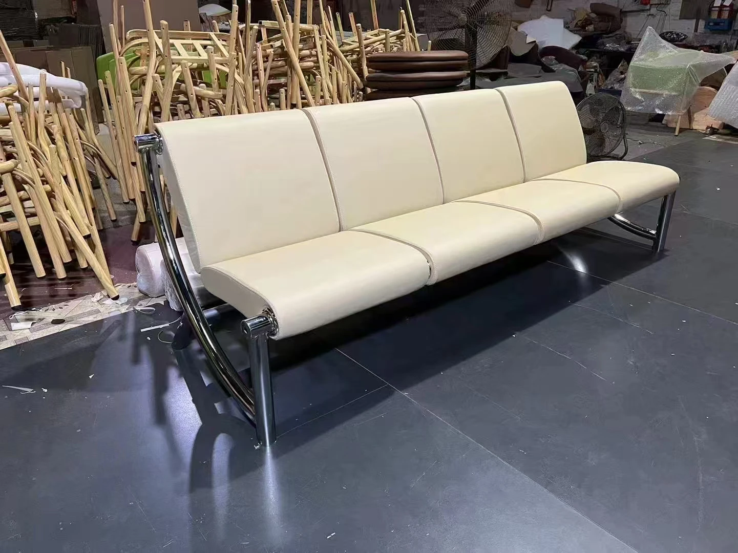 Moderno de alta qualidade estável durável 1.2mm espessura do tubo laminado a frio estrutura de aço couro hospital aeroporto recepção cadeira de espera