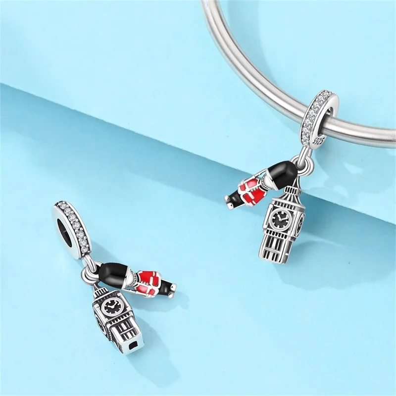 925 Sterling Silber Reise-Anhänger „Rund um die Welt“ mit Beijing, Paris, Mailand für Damen, passend für Original-Armbänder, DIY-Schmuckgeschenke – Detail 11