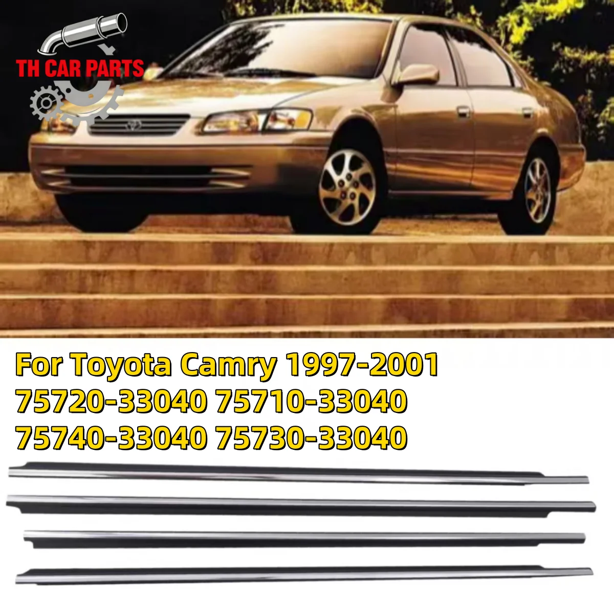 

4Pcs Car Window Weatherstrip For 1997-2001 Toyota Camry 75720-33040 75710-33040 75740-33040 75730-33040