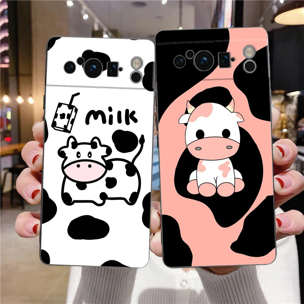 

Cute Milk Cow Phone Case Cover for Google Pixel 8 7 6 7A 6A Pro 5G Shockproof Silicone Soft 8 Pro 5G Shell Capas Fundas Bags TPU