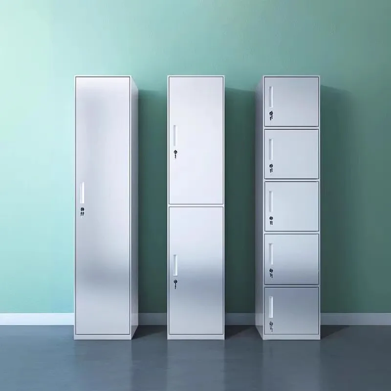 Stainless steel single-door locker, staff locker, multi-layer locked household seam cabinet, dormitory bathroom change cabinet