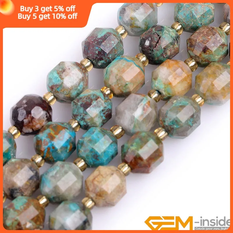 8/10/12mm Bicone Hand Faceted Burmese Jades Turquoises Natural Beads For Jewelry Making Adults Bulk Full 15\