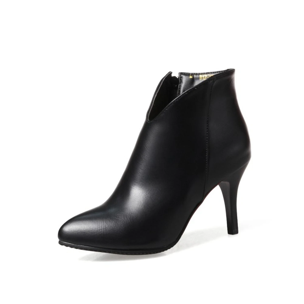 

Ankle Boots Women Fashion Pointed Inner Zipper High Heels Red Black Dress Wedding Party Short Boot Plus Big Size 52 53 54 17-60