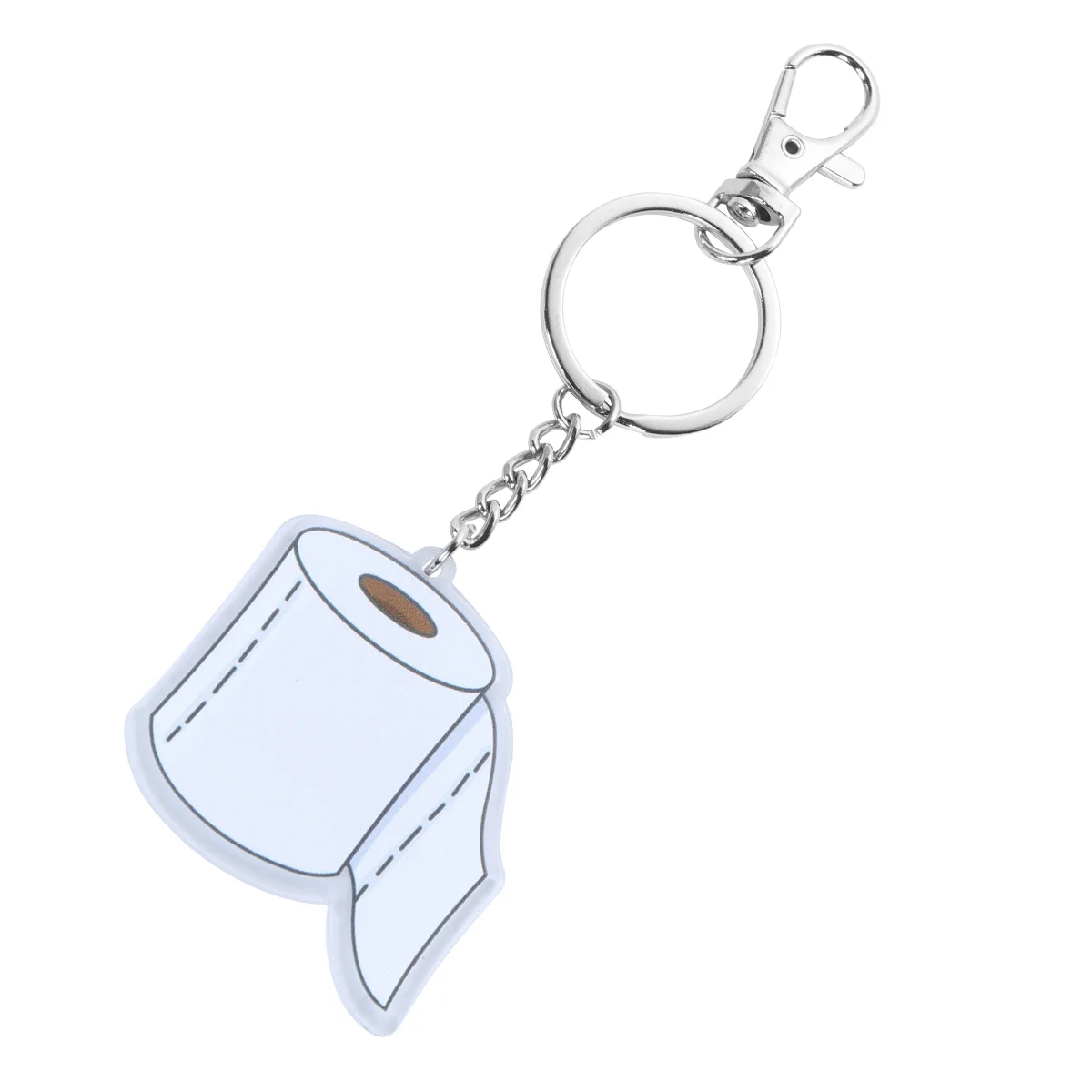 Roll Paper Shaped Key Chain Acrylic Key Ring Transparent Bag Hanging Pendant White (2178) Acrylic Keychain