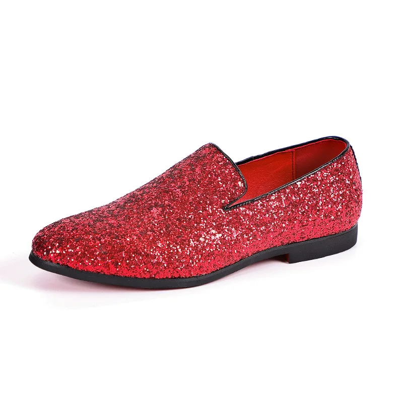 9 Colors Size 37-48 Glitter Men Loafers Shoes Bling Luxury Formal Shoes Men Sequin Penny Loafers Men Dress Formal Wedding Office