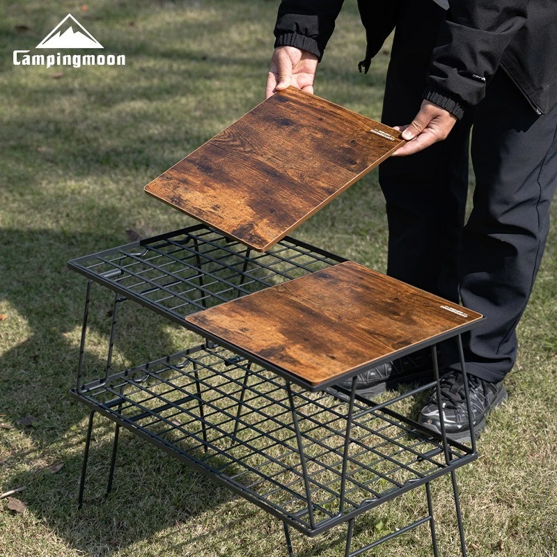 

Складной стол CAMPINGMOON T-2351: раскладная столешница, многофункциональная ретро-деревянная доска для стола, доска для хранения