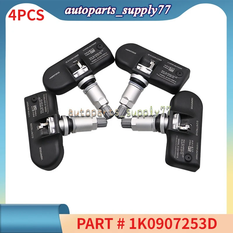 

TPMS 4PCS 315MHz Tire Pressure Sensor 1K0907253D For Audi A3 A3 Sportback A4 A5 Q5 TT Volkswagen Eos GTI Jetta Passat Tiguan