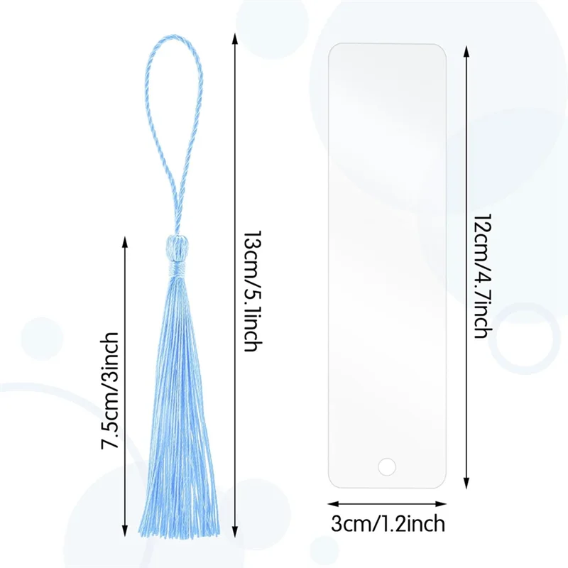 15 Pieces Blank Clear Acrylic Bookmarks With Hanging String, Clear Acrylic Bookmarks With Hanging String Durable