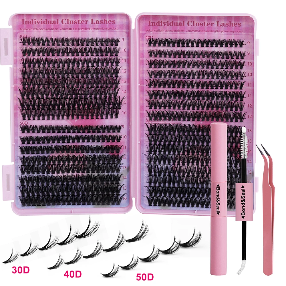 DIY Lashes Extension Kit Eyelashes 640 PCS Clusters Lash Bond and Seal Makeup Tools for Gluing Lashes Gluing Glue Accessories