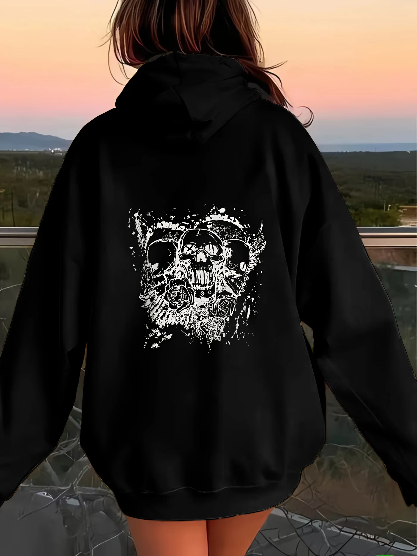 

Gothic Skull Graphic Print Autumn and Winter Men's and Women's Hoodies Casual Loose Outdoor Street Sports Training Brand Fashion