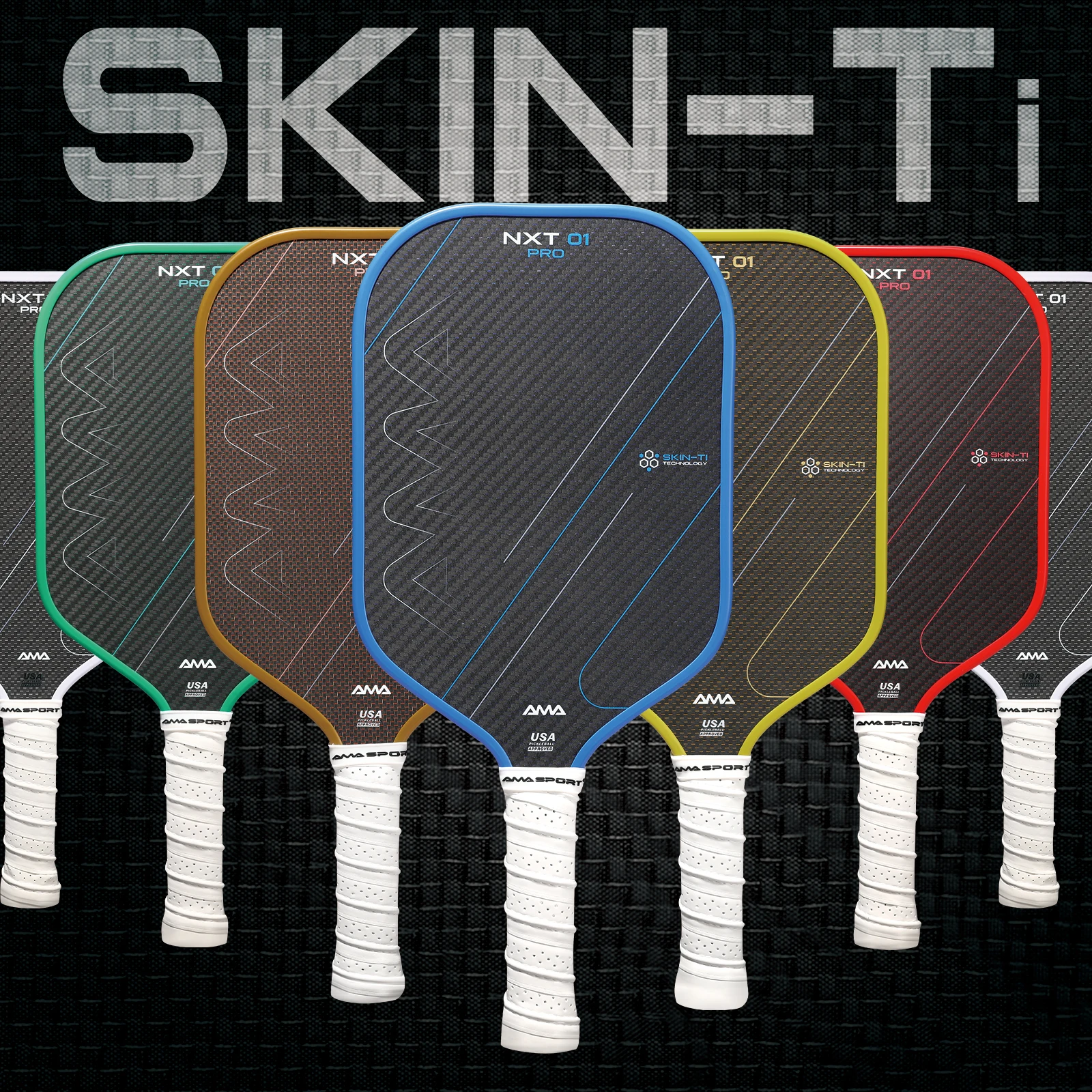 AMASPORT 18K Carbon Titanium Friction Surface Pickleball Paddle 1 Titanium for Power,Feel,Edge Guard Colorful Pickleball Rackets