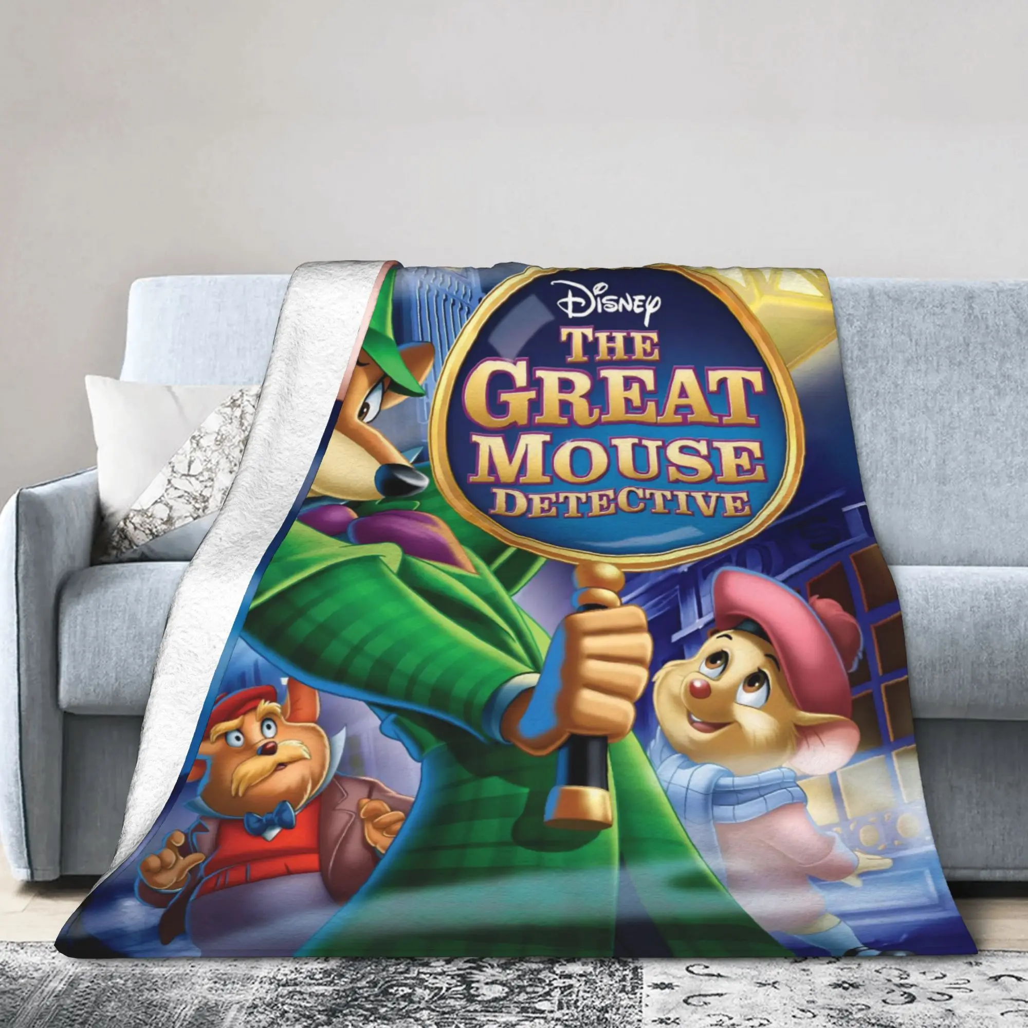 

Вязаное одеяло с детективом «Великая мышь», фланелевое теплое одеяло «Базилик Доусон», мультяшное теплое одеяло для самолета, дорожное одеяло, многофункциональное