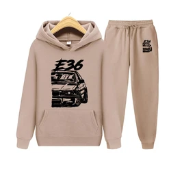 Winter E36 Car Hoodies Set Spring Autumn Women Set  Aesthetic Clothes Fashion Men Sweatshirt Graphic Hoodie Set E36 Hoodie Set