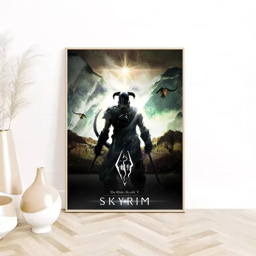 Vediogame T-The Elder S-Scrolls V Skyrim ملصق ذاتي اللصق فني ورق مقاوم للماء ملصق مقهى بار غرفة النوم جدار ديكور