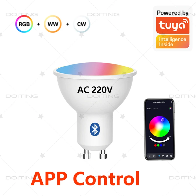 220V Smart GU10 Bluetooth Lamp Tuya Smart Life APP LED Bulbs RGB Dimmable Spotlight For Home Decor Music rhythm EU Standards