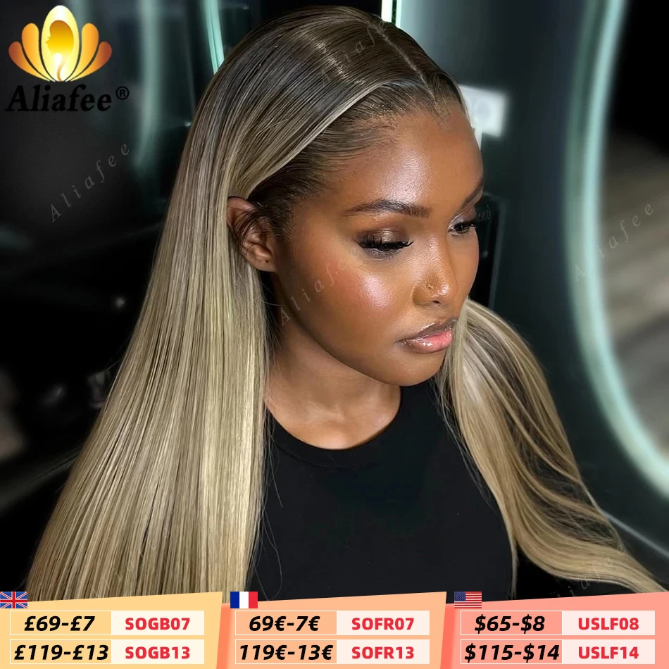 Ombre Dirty Blonde Прямой парик фронтальной