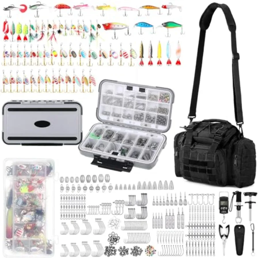 

464 Pcs Fishing Backpack with Tackle Boxes Lightweight Sling Bag for Fish Gear Equipment Accessories Fishing Gifts for Men Fish