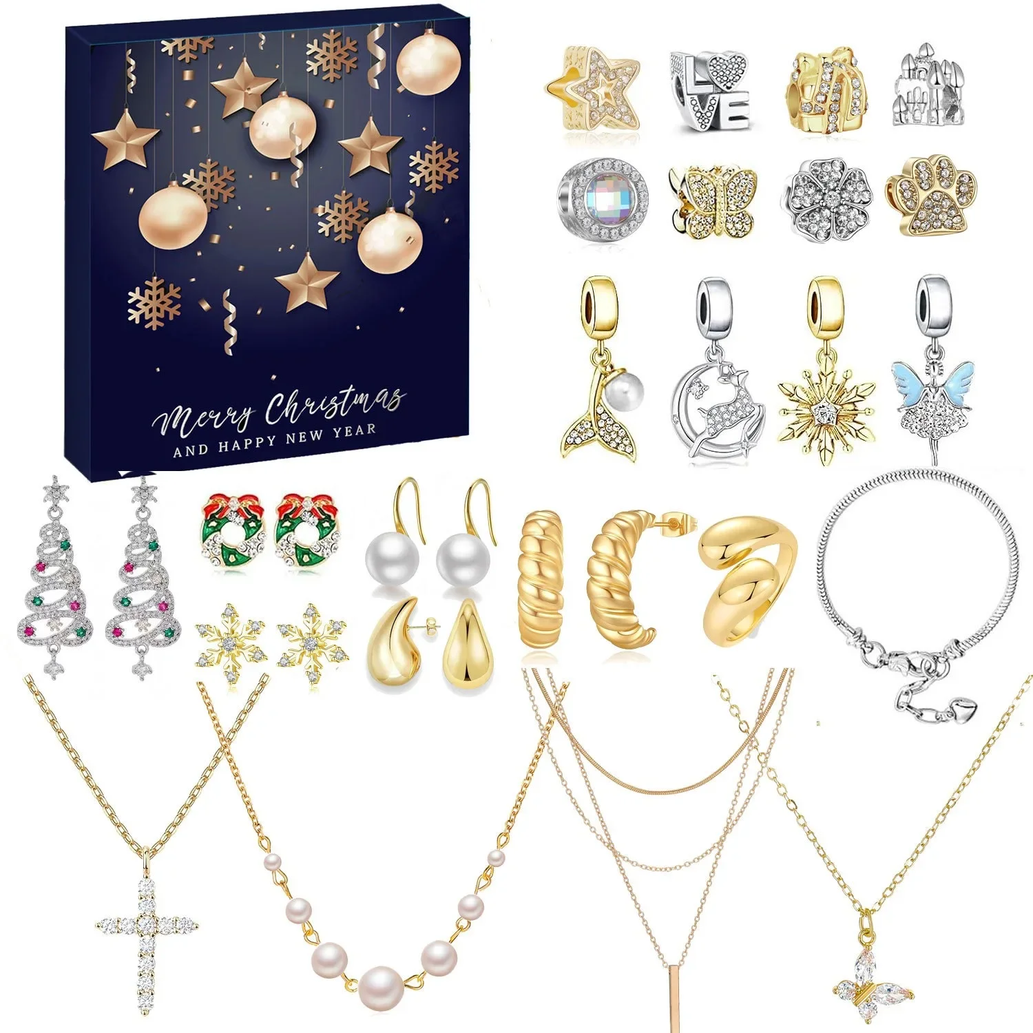 

Advent Calendar Jewelry Christmas Countdown 2025 Advent Calendar For Adult Women Surprise Gift Earrings Rings Set Xmas Gift