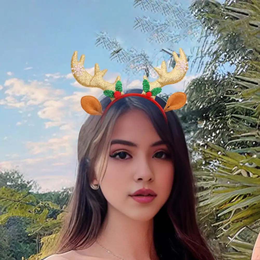 

Festive Sequin Headwear Christmas Antler Headband Festive Christmas Headband with Sequins Antler Decor for Kids for Holiday