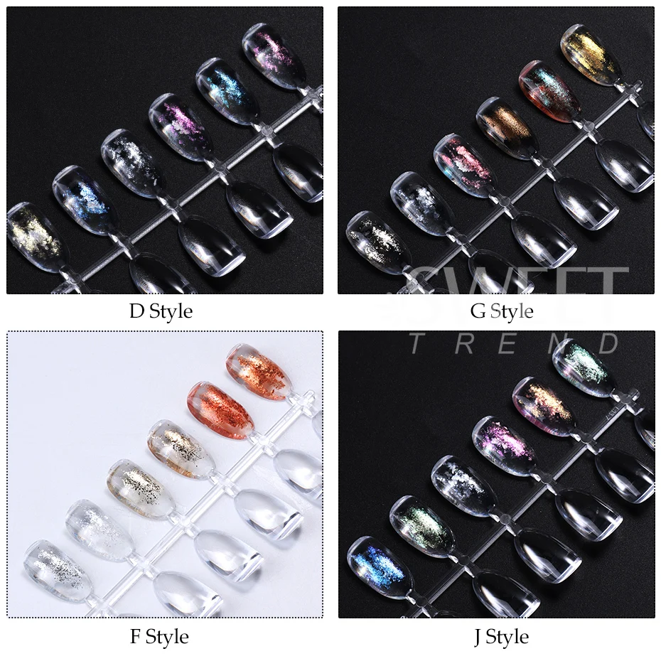 6 Colors Bling Mud Solid Nail Pigment Aurora Reflective Fire Opal Crystal Rubbing On Dust Chrome Iridescent Fine Glitter Decor