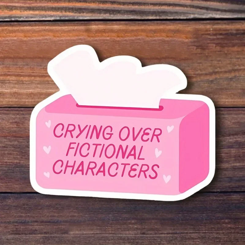 

2pcs "Crying for Fictional Characters" Vinyl Stickers - Perfect Gift for Book Lovers (Car/Helmet/Laptop/Phone)