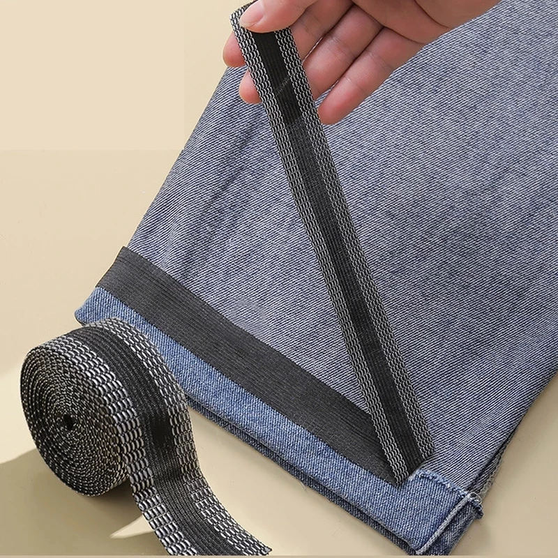 Ruban de couture auto-adhésif pour raccourcir les bords du pantalon, pâte à bouche de pantalon, fer sur l'ourlet, tissu, fusion, ourlet, repassage