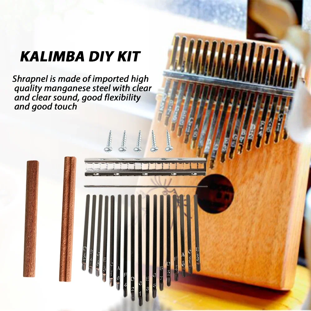 DIY 17 Tone Kalimba Keys Tines Set Mbira Thumb Piano Rosewood Bridge Replacement Parts Homemade Musical Instruments Accessories