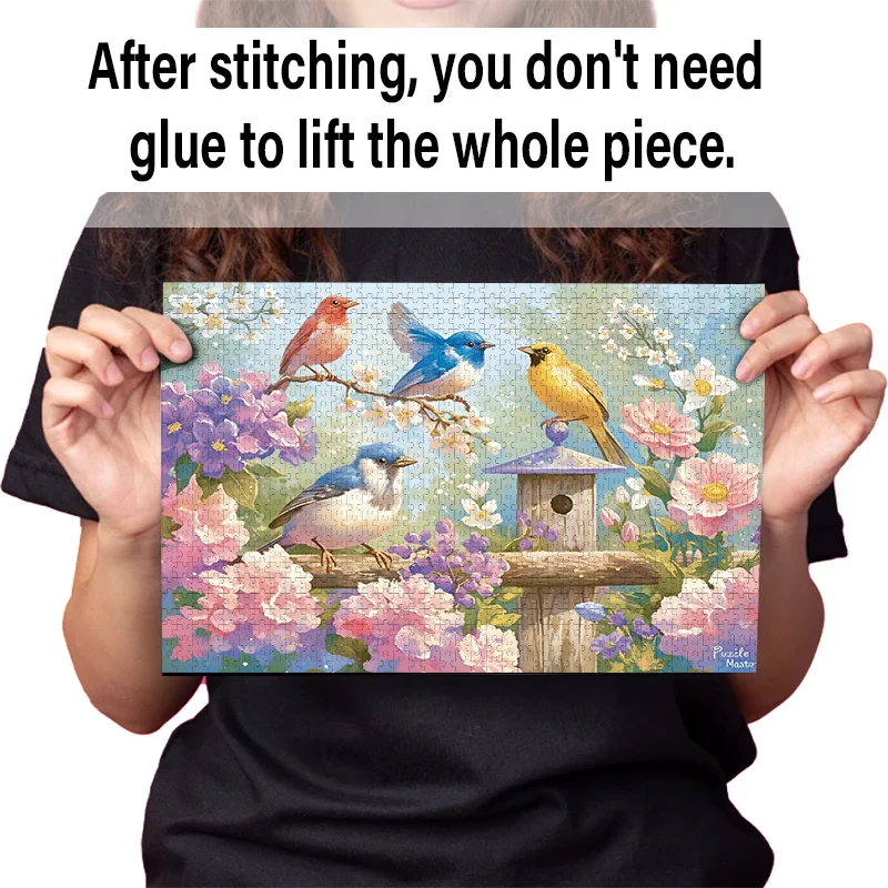 علبة مكونة من 1000 قطعة ألغاز للبالغين بتصميم طائر وزهرة - مقاومة للخدش، تحدي، مناسبة للبالغين، عائلة #5