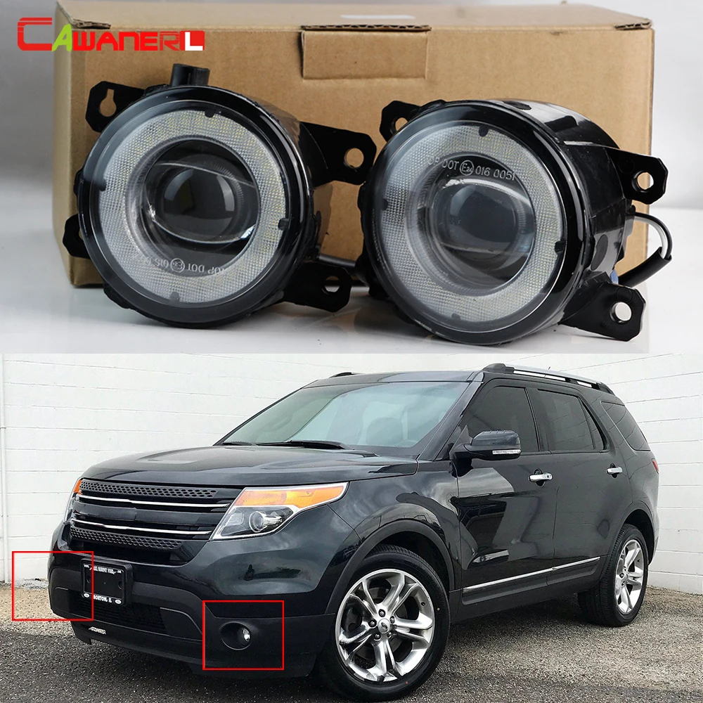 2 X 30W 8000LM Samochodowe szklane soczewki LED Światło przeciwmgielne Angel Eye DRL Dla Ford Explorer 2011 2012 2013 2014 2015 Światło przeciwmgielne do jazdy dziennej