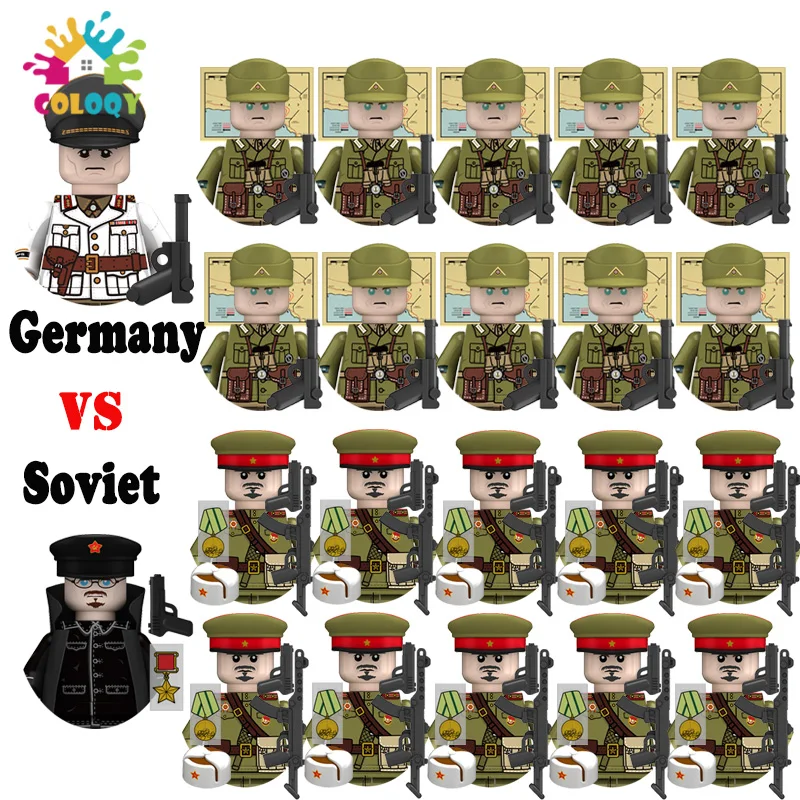 

Kids Toys WW2 Soldiers Building Blocks Soviet German US Infantry Mini Action Figures Educational Toys For Kids Birthday Gifts