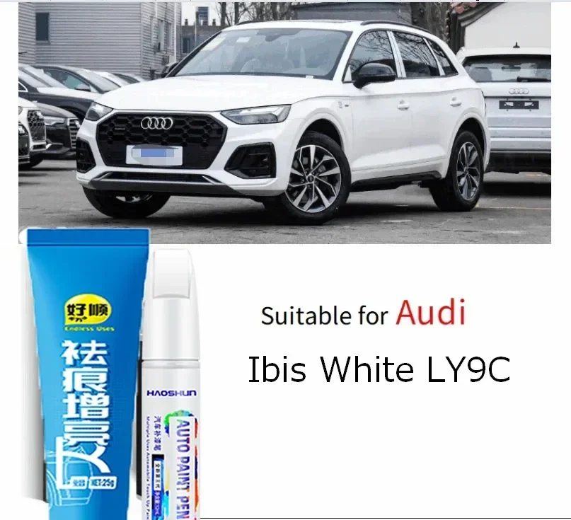 Pintura de retoque para arañazos, adecuada para Audi, colores Blanco Ibis LY9C, Blanco Glaciar LS9R, Blanco Platino TPlatinum LX1Y, lápiz de retoque, pintura para reparación de arañazos