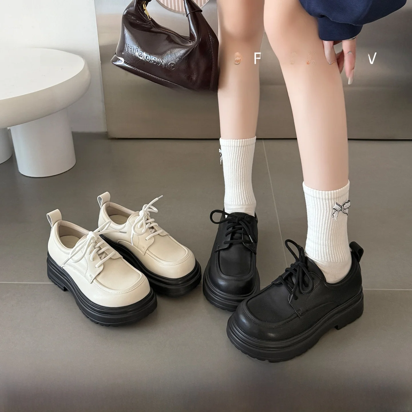 Cotton Linen Thick Bottom Heel Increase Retro Women's Loafers Spring Summer New Style Lace up Small Leather Shoes Versatile F...