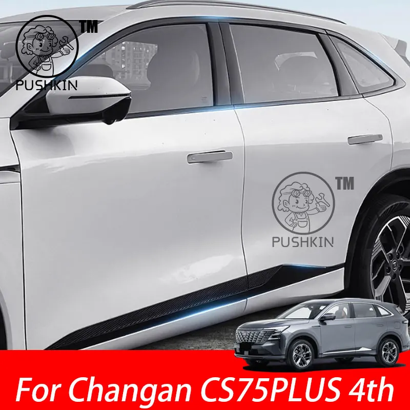 

For Changan CS75PLUS 4th 2025 2026 Car Stainless Steel Window Side Door Body Trim Black Warrior Exterior Decoration Accessories