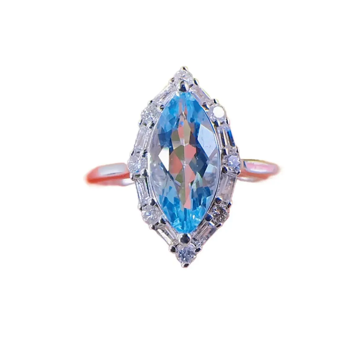 

Luxury 925 Silver 1ct Marquoise Aquamarine Hola Wedding Rings For Bridal 2 Carat Gemstone Topaz Sapphire Engagement Band Jewelry