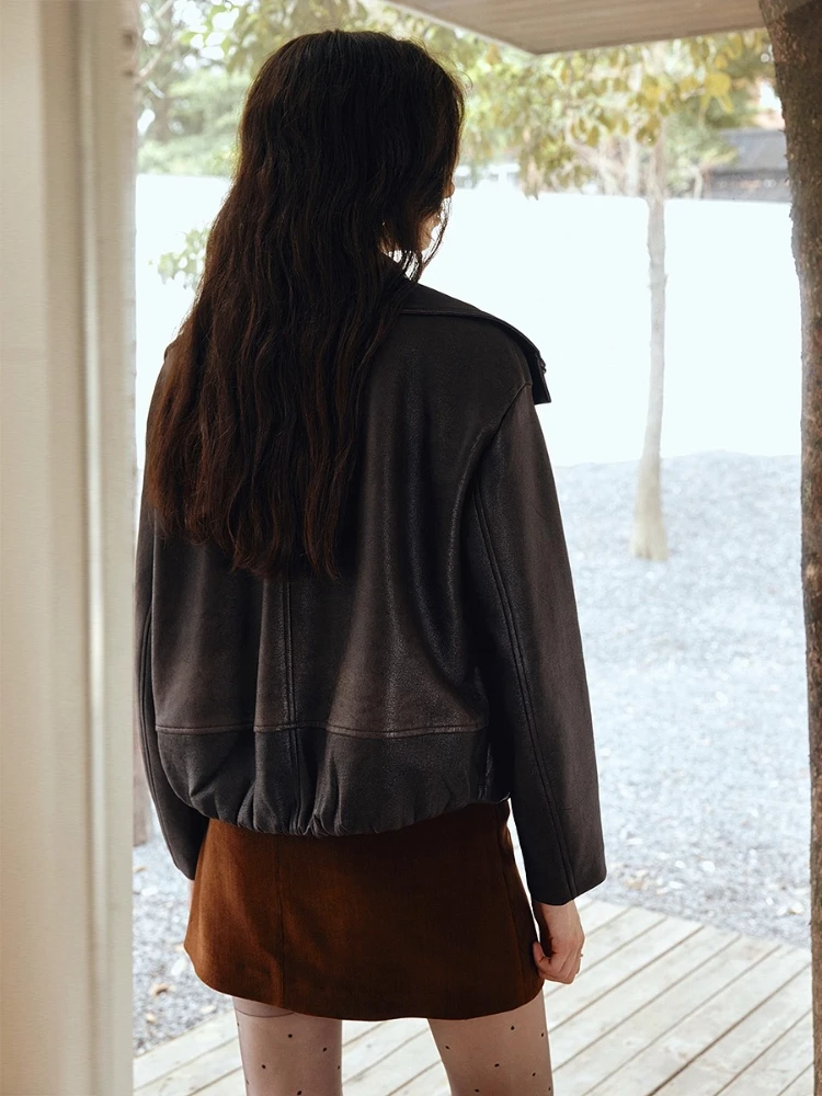 OLrain femmes veste en simili cuir col rabattu à manches longues conception veste 2025 automne solide décontracté coupe ample manteau GO57QW001628