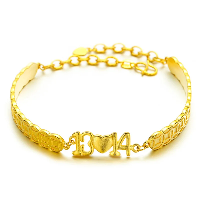 Fashion Brass Gold Plated Opening Bracelet 1314 Couple Bracelet Heart Shape Faux Gold Bracelet Jewelry Gift