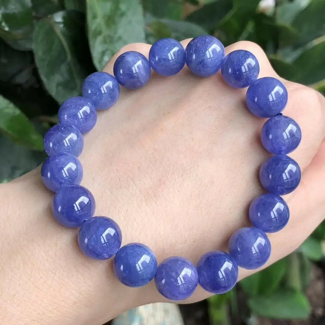 

10mm Natural Tanzanian Ocean Heart Tanzania Single-Ring Bracelet Gem Jewelry Purple Blue Crystal Bracelet Gift Women