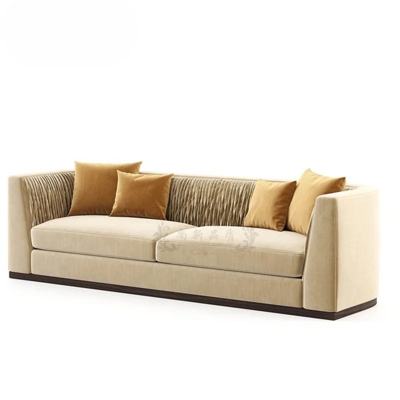 Fabric living room fashion sofa simple board  reception three