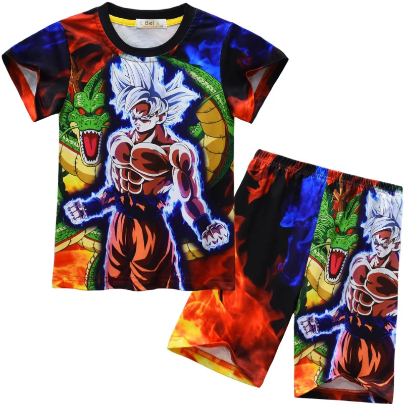

2Pcs Dragon Ball Anime Fashion Children Short Sleeve Shorts Sets Summer Kids Clothes Boy Girl Baby Tee Pant Outfits Tracksuits