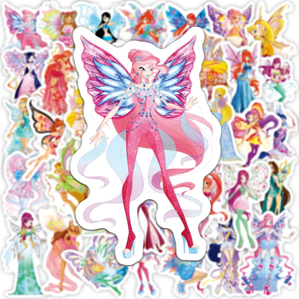 50 قطعة من ملصقات الكتابة على الجدران الكرتونية للأطفال على شكل فراشة - ديكور مقاوم للماء لألواح التزلج وأكواب المياه (متجر Anime Worlds)