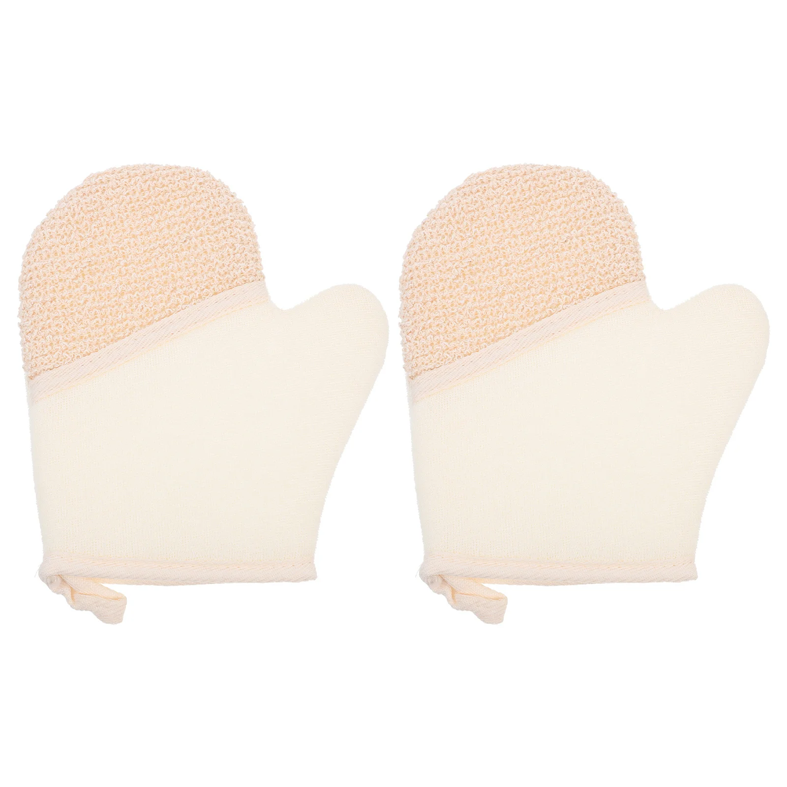 2pcs Flax Dual-Side Exfoliating Bath Gloves Portable Compact Scrubber For Household Shower Body Washing Durable Reinforced Edge