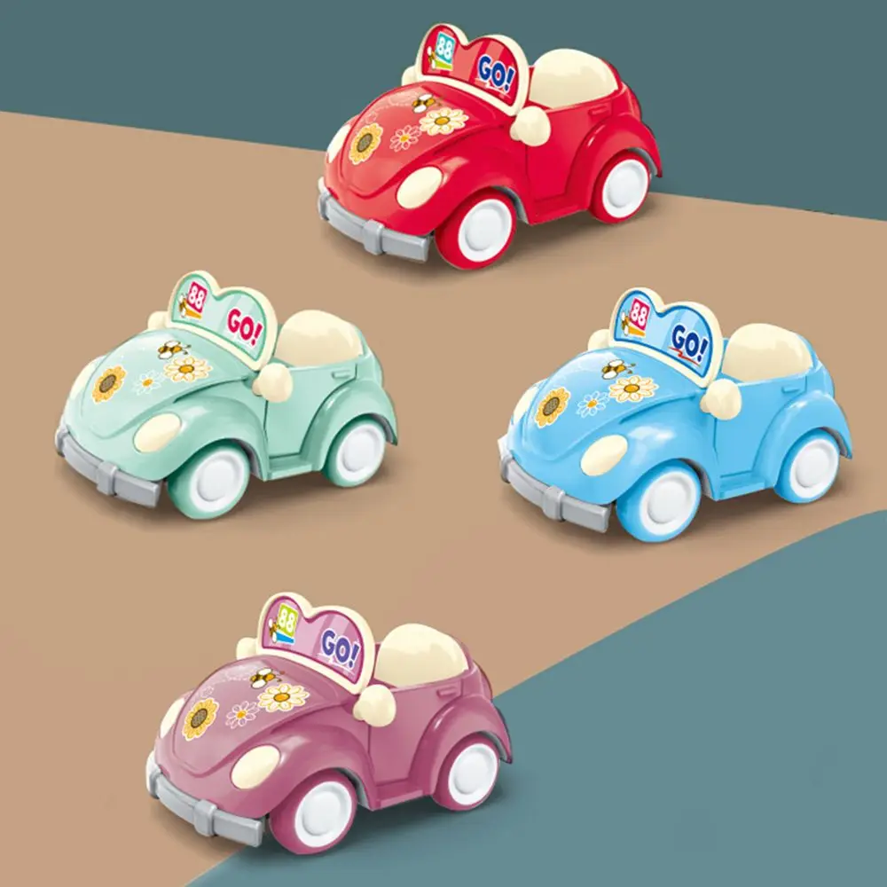 1PCS Mini Forest Family Purple Q Pull Back Convertible Car Cartoon Miniature Furniture Dollhouse Model Set Kids Toy Girl Gifts