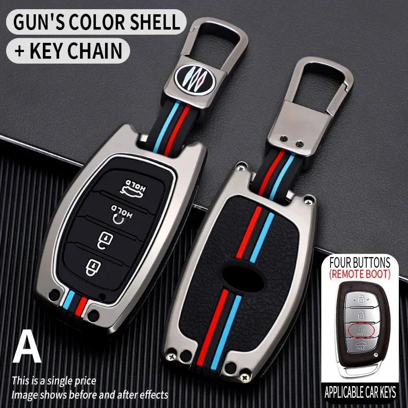 Zinc Alloy + Silicone Car Key Case Cover Fob Holder for Hyundai Tucson Santa Fe Rena Sonata Elantra Creta Ix35 Ix45 I10 I30 I40